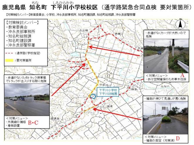 下平川小学校校区　通学路緊急合同点検要対策箇所