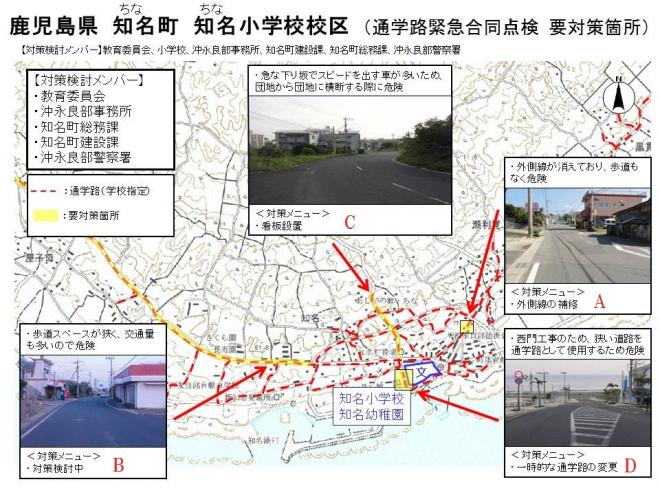 知名小学校校区 通学路緊急合同点検要対策箇所