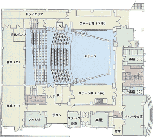 おきえらぶ文化ホール・あしびの郷・ちなの1階の平面図