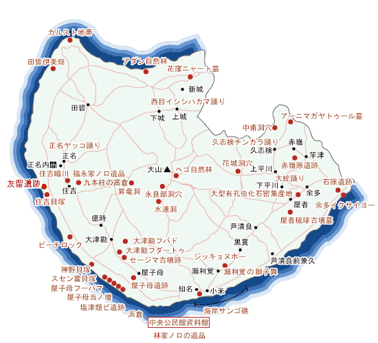 知名町文化財分布図